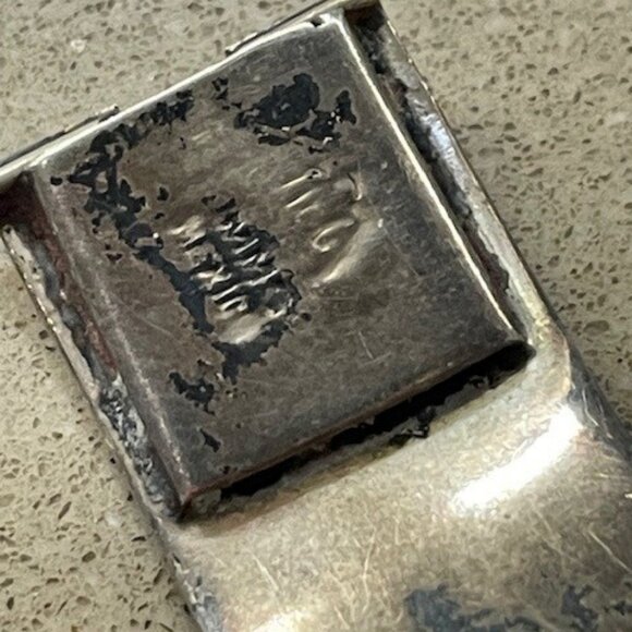 Vtg. MEXICO 4 Panel Cuff Bracelet TURQUOISE INLAYS Artisan MMS and Eagle - Picture 5 of 11